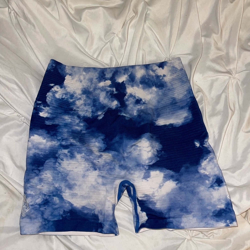 Darc Sport Blue and White Cloud Print Shorts